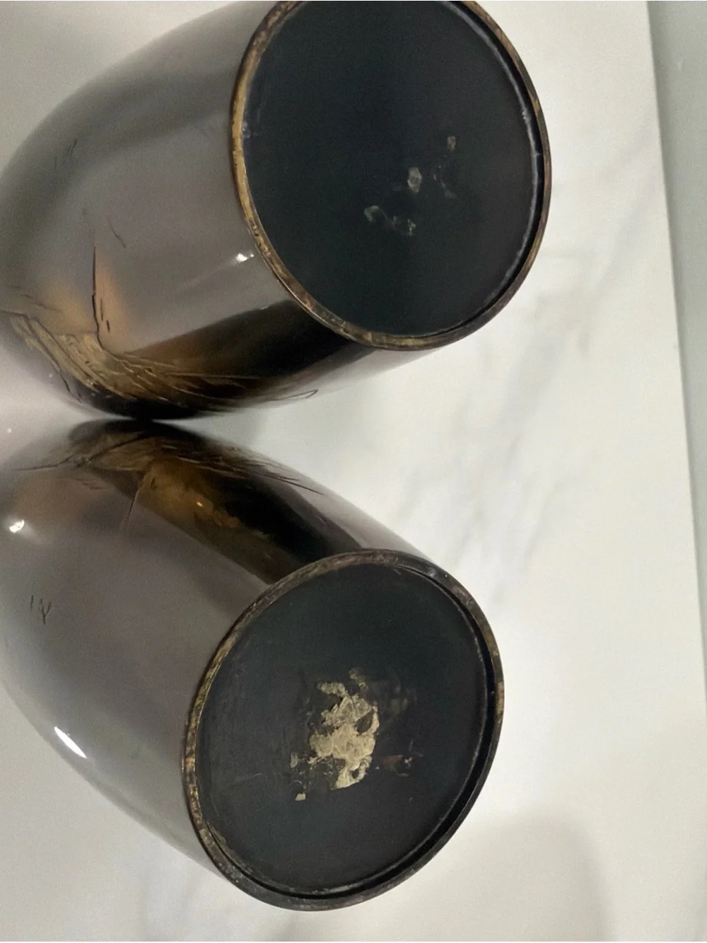 Black and Gold Decorative Ceramic Vases - Pair